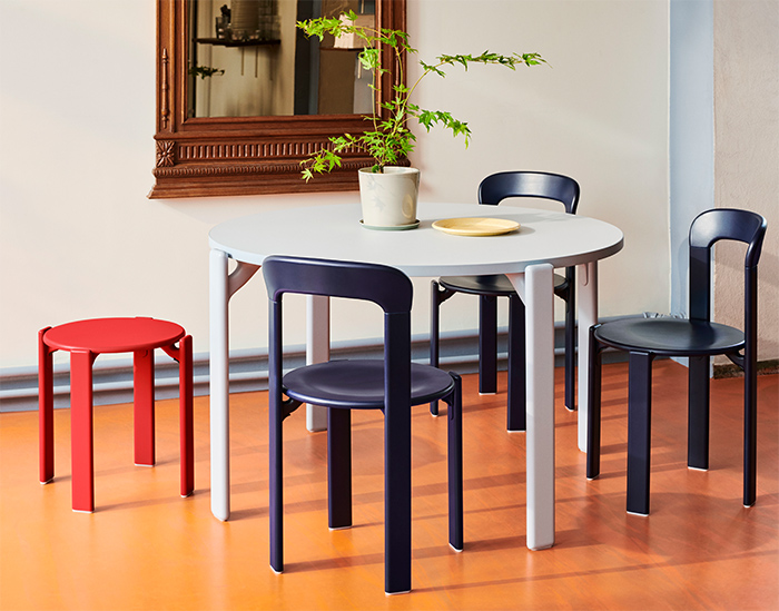 Rey Dining Table gull laminate slate blue wb lacquer beech base_Rey Chair deep blue wb lacquer beech