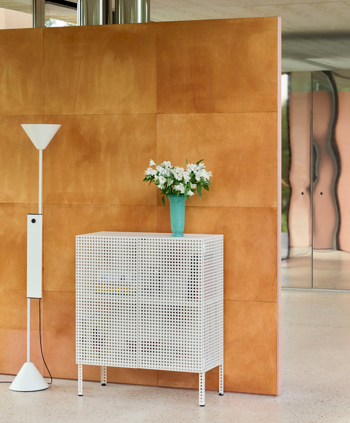 Perforated Cabinet Floor / Twist Floor Lamp / Empire Vase