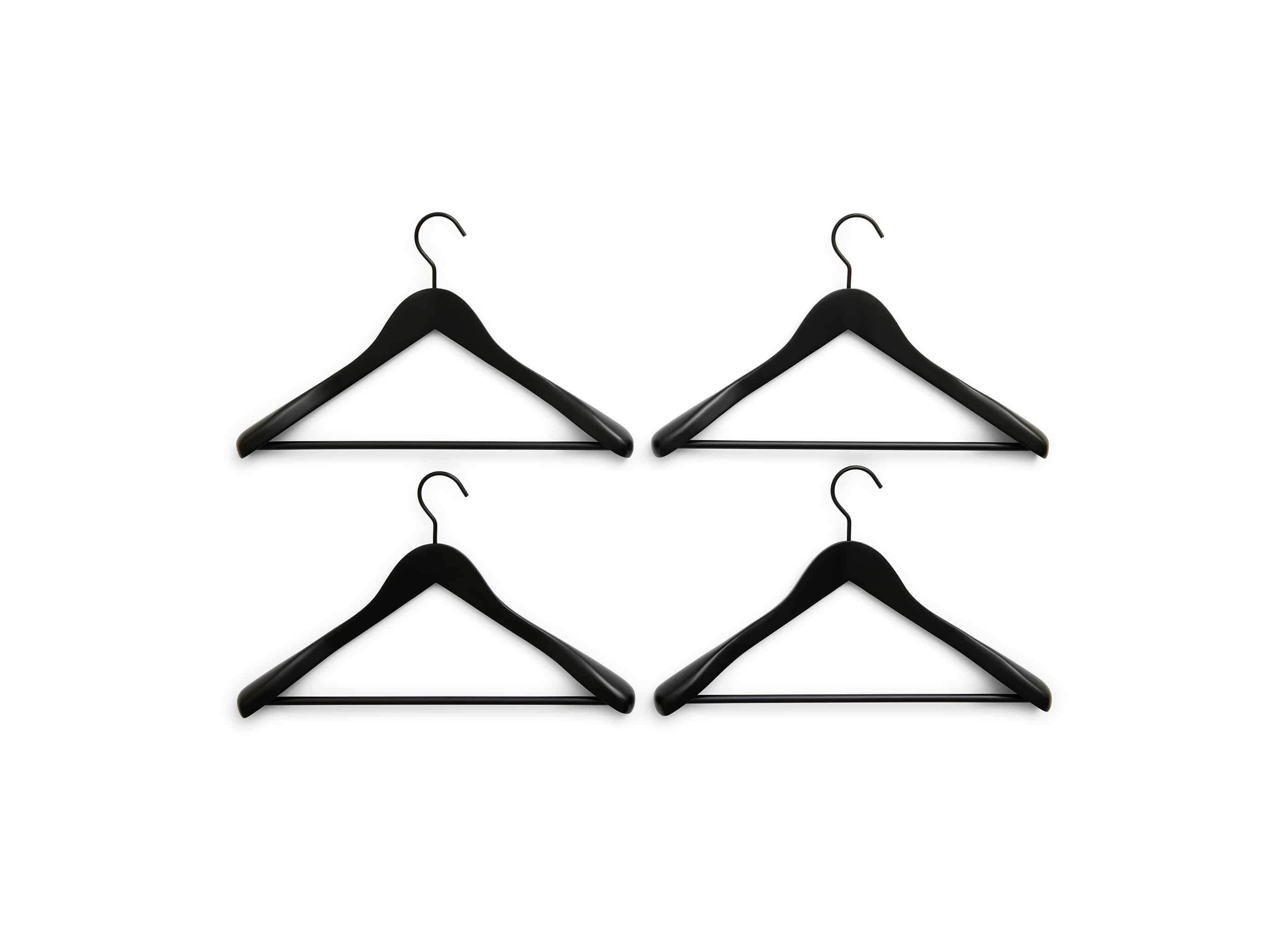 SMOOTH COAT HANGER SET OF 4 WITH BAR WIDE