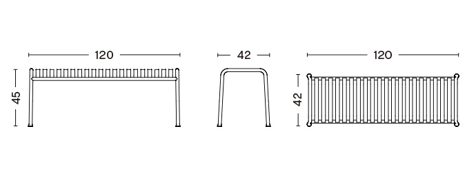 PALISSADE BENCH - HOT GALVANISED