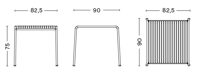 PALISSADE TABLE / L82.5 x W90 - HOT GALVANISED