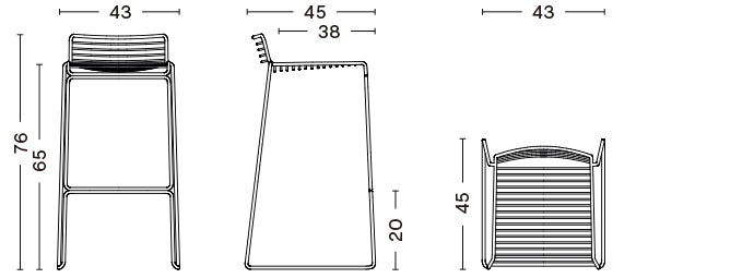 HEE BAR STOOL LOW - HOT GALVANISED