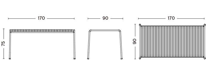 PALISSADE TABLE / L170 x W90 - HOT GALVANISED