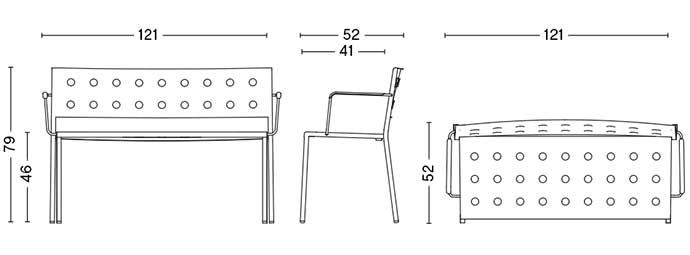 BALCONY DINING BENCH WITH ARMREST