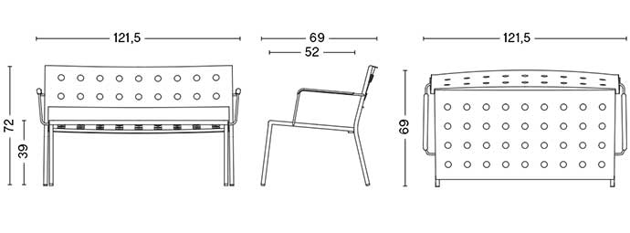 BALCONY LOUNGE BENCH WITH ARMREST