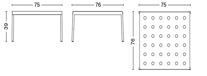 BALCONY TABLE LOW / L75 x W76 x H39 cm