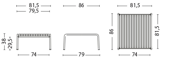 PALISSADE LOW TABLE - HOT GALVANISED