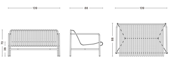 PALISSADE LOUNGE SOFA - HOT GALVANISED