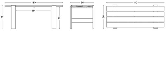 WEEKDAY TABLE / W180 x D66 x H74 cm