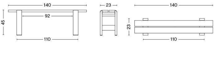 WEEKDAY BENCH / W140 x D23 x H45 cm