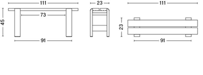 WEEKDAY BENCH / W111 x D23 x H45 cm