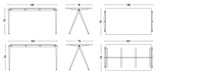 PYRAMID TABLE / L140 x W75 x H74