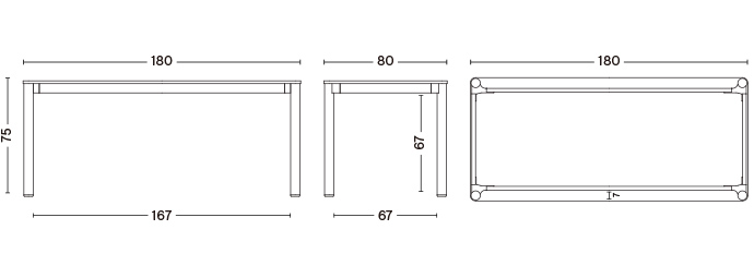 ANNEX TABLE FLUSH / L180 × W80 × H75