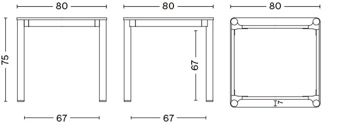 ANNEX TABLE FLUSH / L80 × W80 × H75